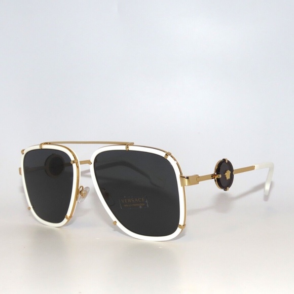 Versace 2233 147187 White Dark Gray Sunglasses